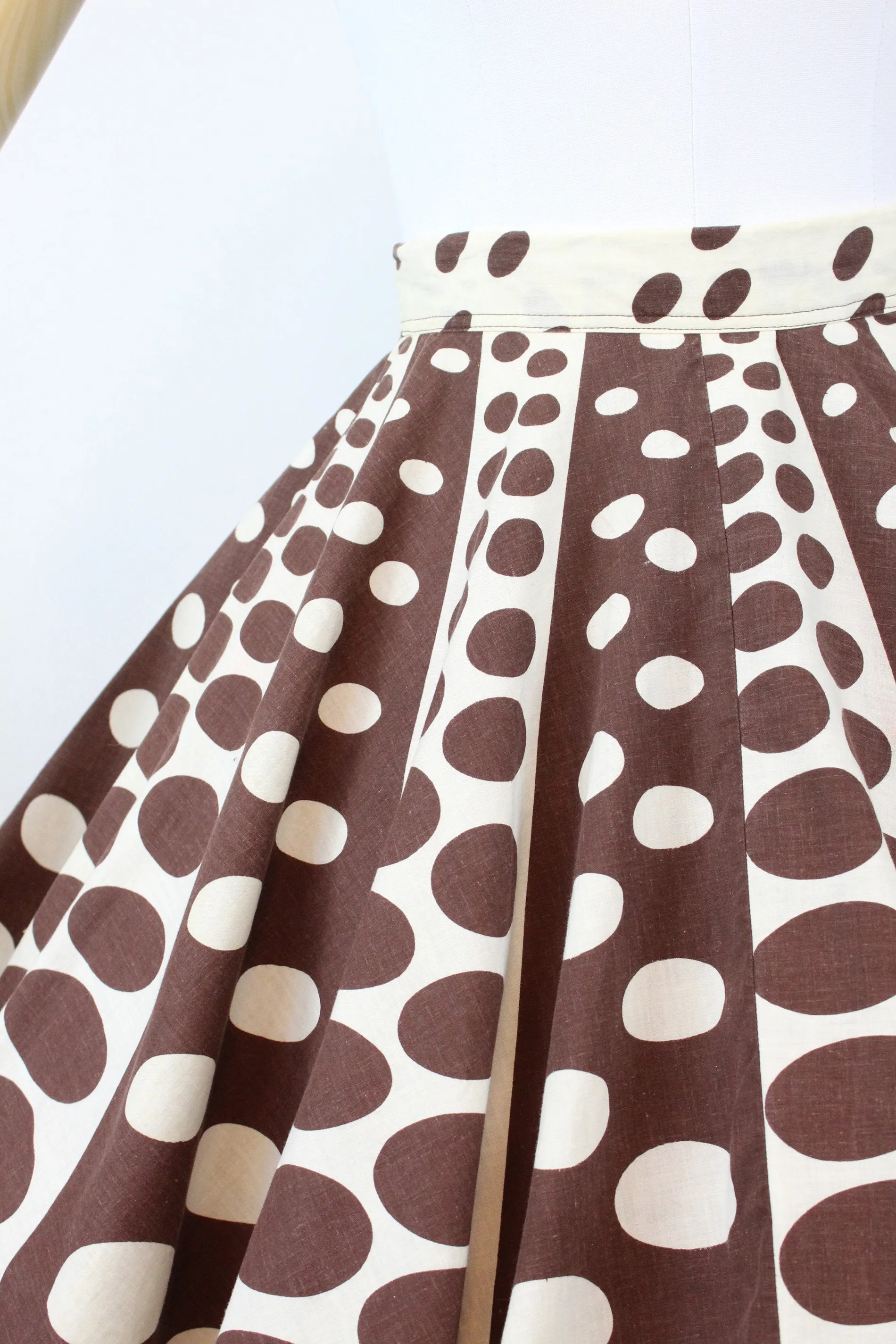 1950s op art circle novelty print cotton skirt xxs | new fall