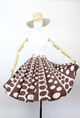 1950s op art circle novelty print cotton skirt xxs | new fall