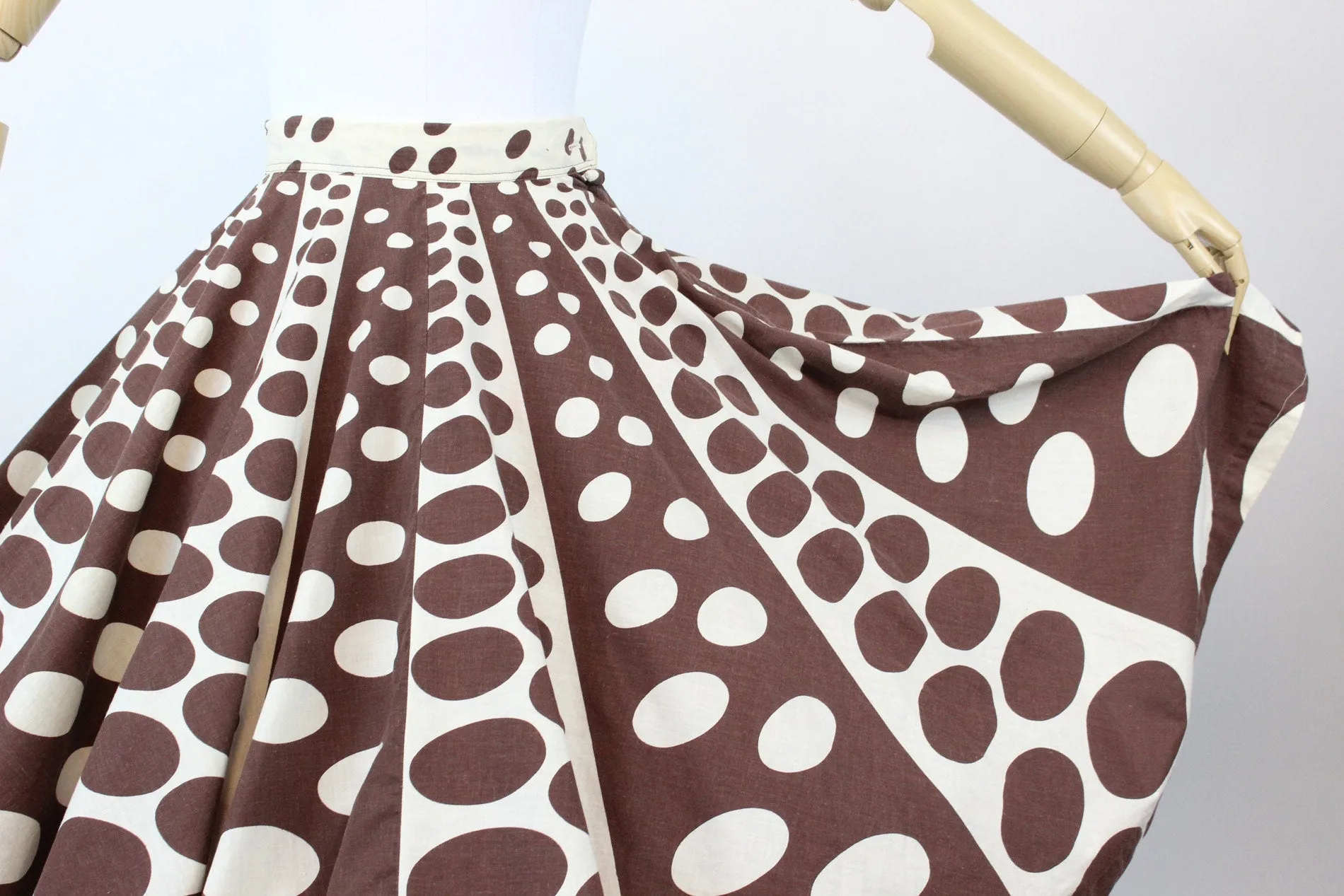 1950s op art circle novelty print cotton skirt xxs | new fall