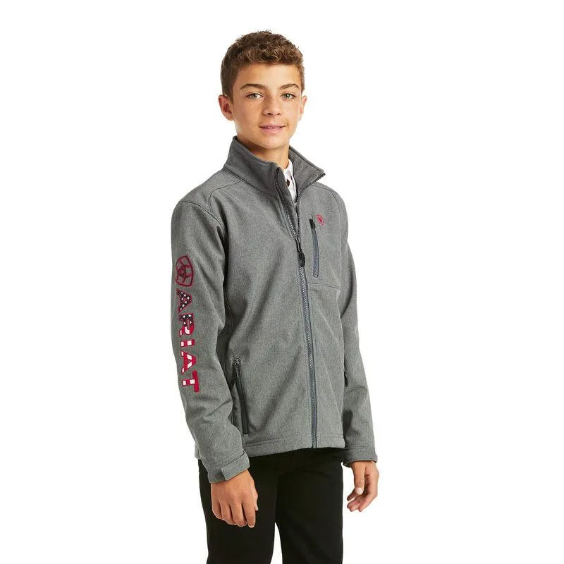 Ariat Boy's Charcoal Grey Logo 2.0 Wind & Water Resistant Softshell Jacket 10037366