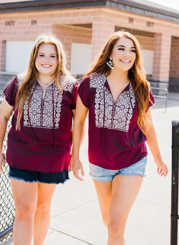 Aztec Embroidered Top