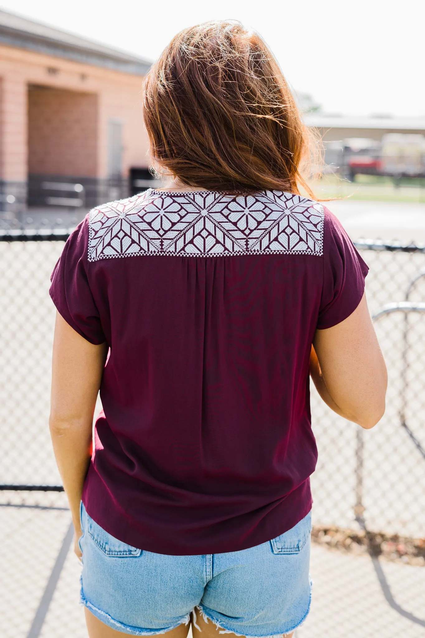 Aztec Embroidered Top