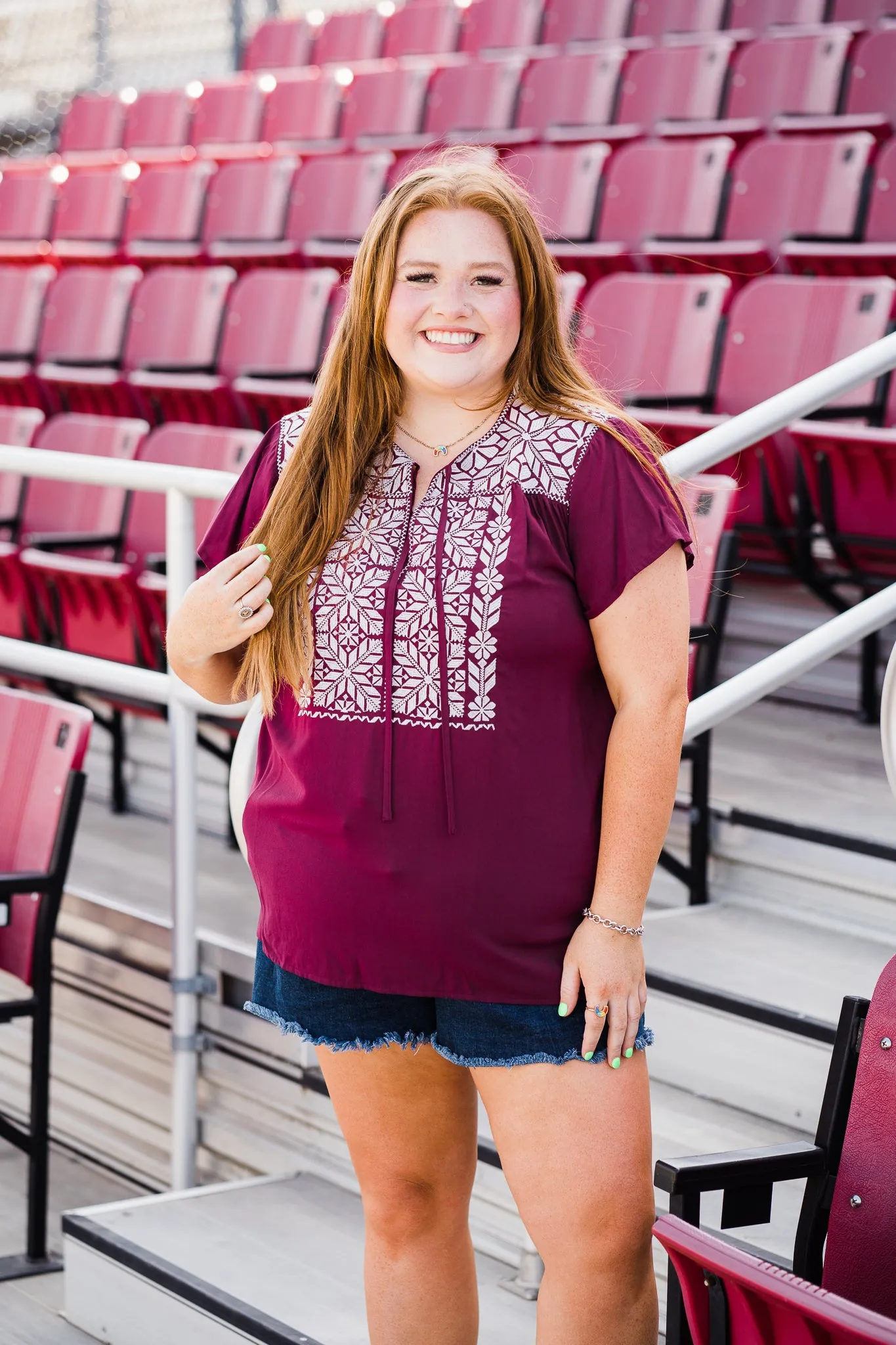 Aztec Embroidered Top