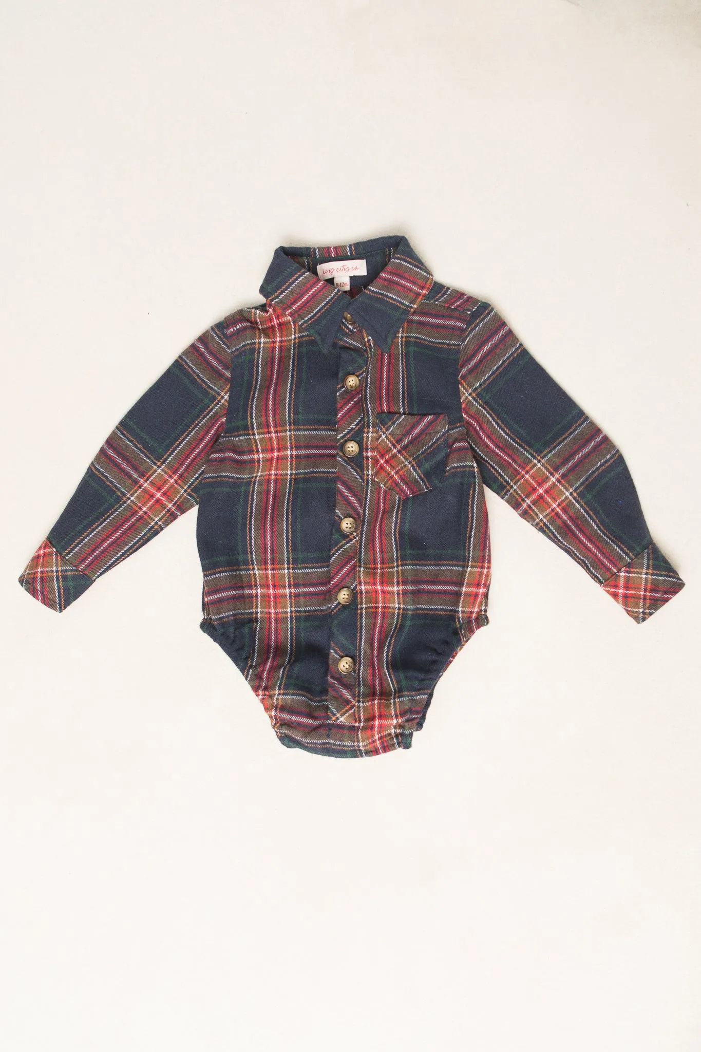 Baby Boys John Shirt in Madeline Navy Plaid - FINAL SALE