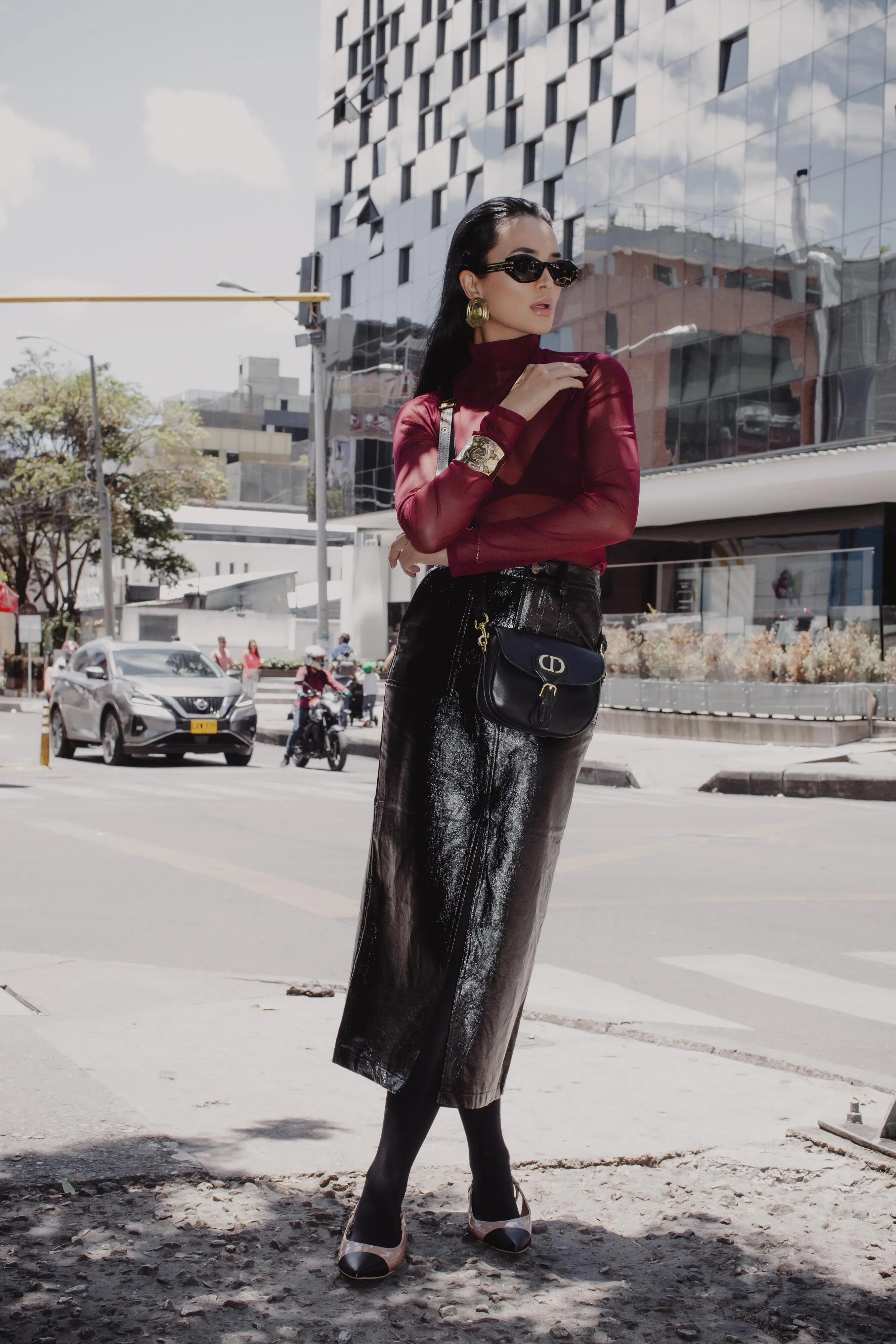 BLACK LEATHER SKIRT