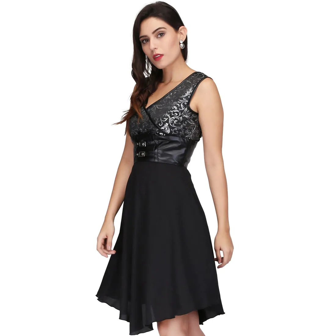 Black Silver Women's Gothic Dress