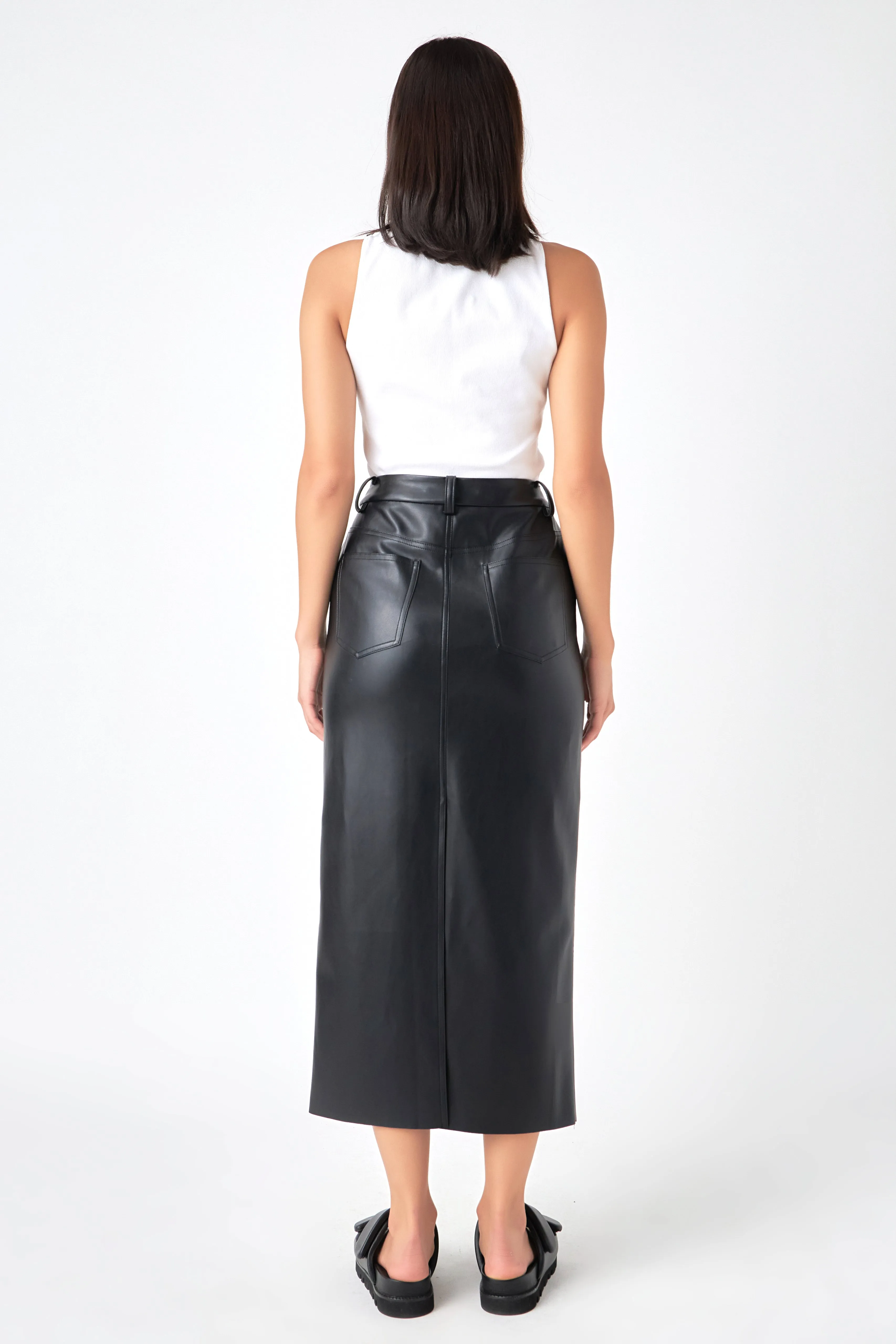 Black Vegan Leather Maxi Skirt