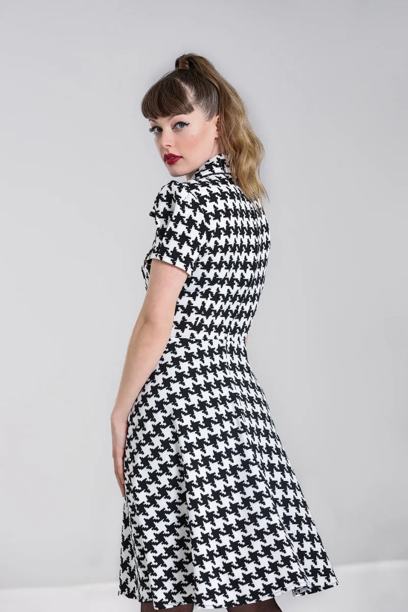 Blake Houndstooth Print Shirtwaist Dress by Hell Bunny - Size S