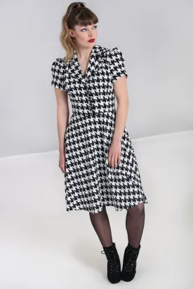 Blake Houndstooth Print Shirtwaist Dress by Hell Bunny - Size S