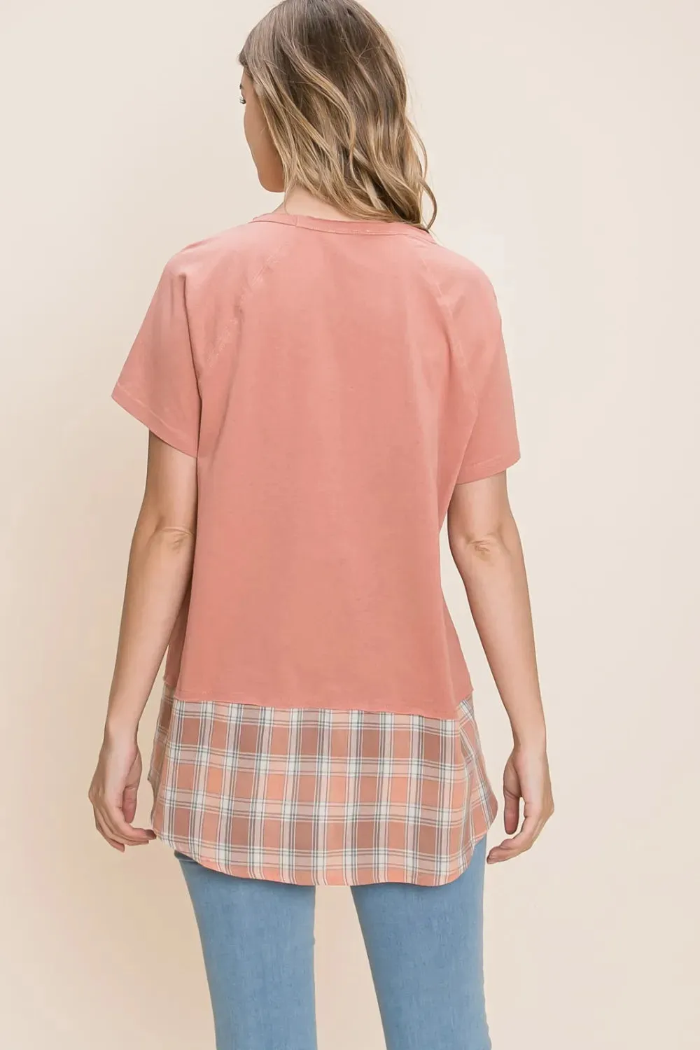 by Nu Lab Plaid Contrast Short Sleeve T-Shirt