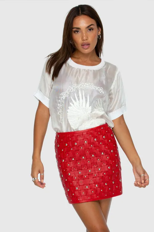 Caged Skirt Red