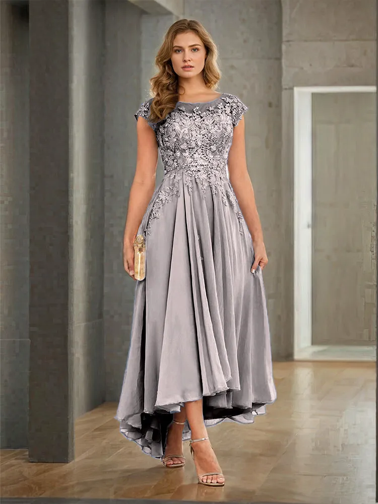 Cap Sleeves Lace Appliques Chiffon Mother of the Bride Dresses