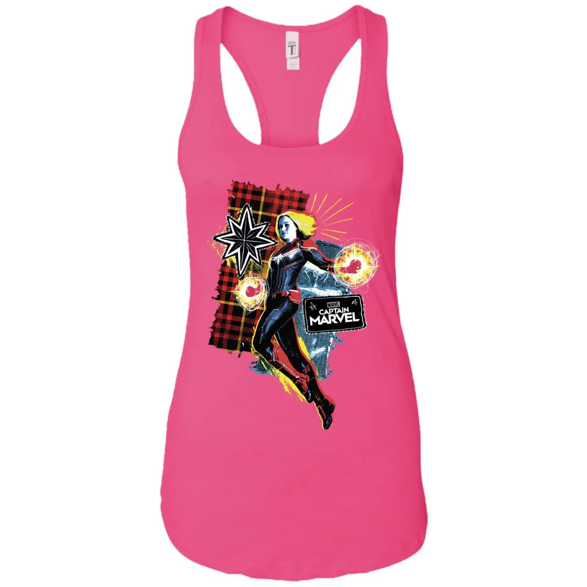 Captain Marvel Plaid Jean Patched Portrait Women Tank Top