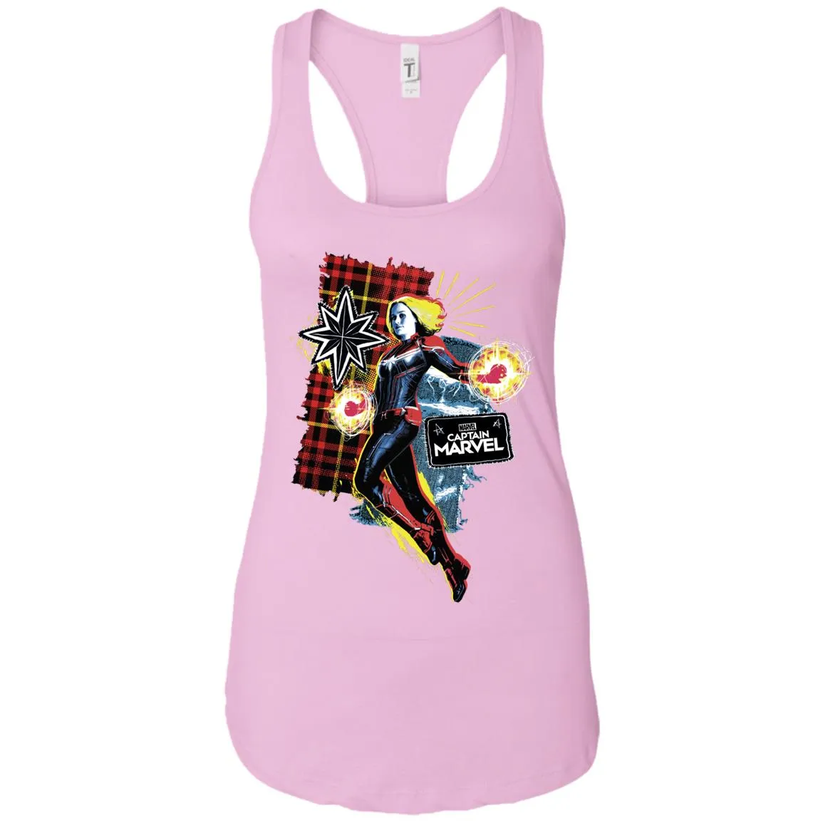 Captain Marvel Plaid Jean Patched Portrait Women Tank Top