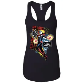 Captain Marvel Plaid Jean Patched Portrait Women Tank Top