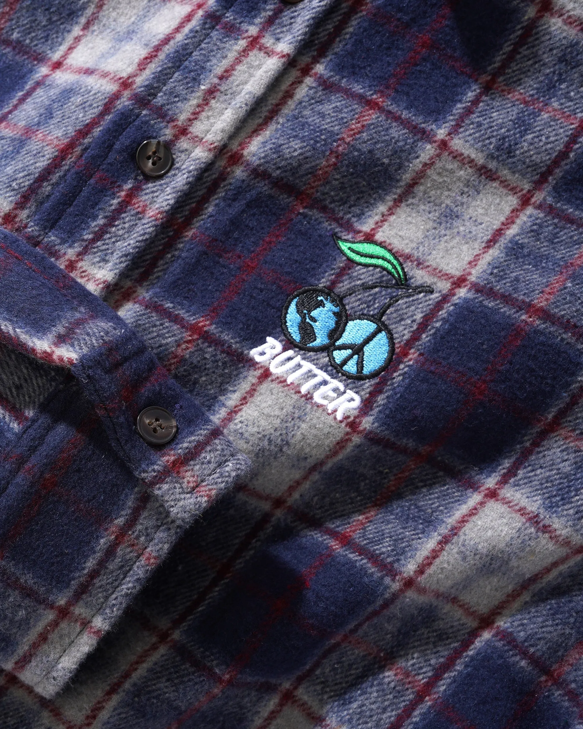 Cherry Flannel Shirt, Navy