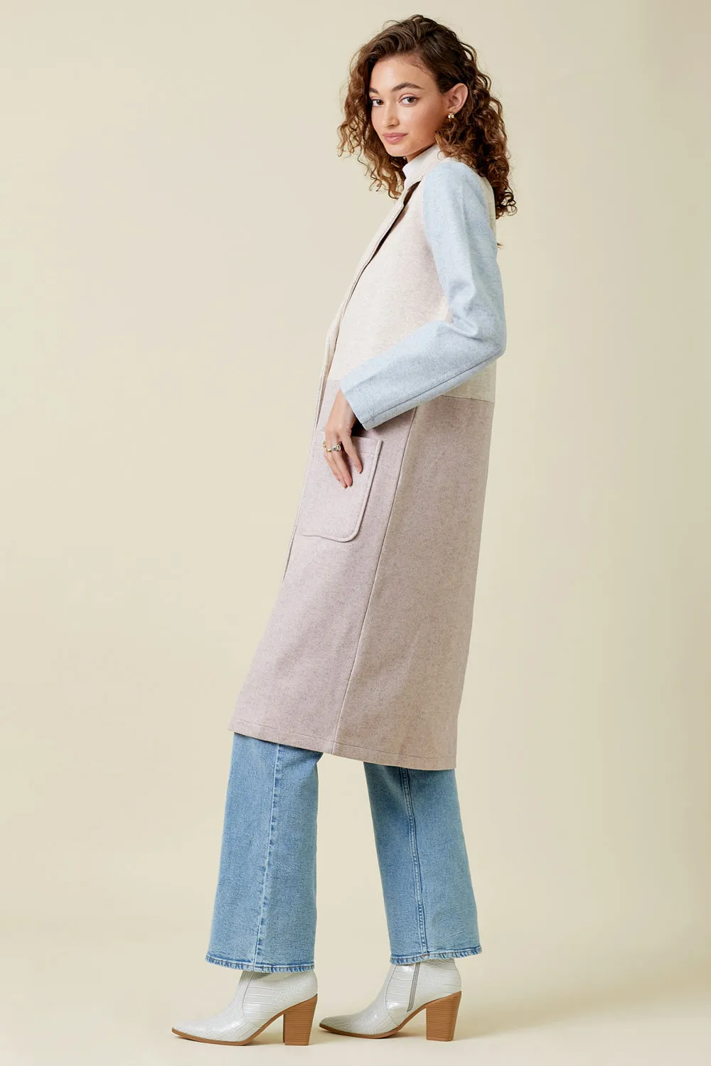 Colour Block Long Coat