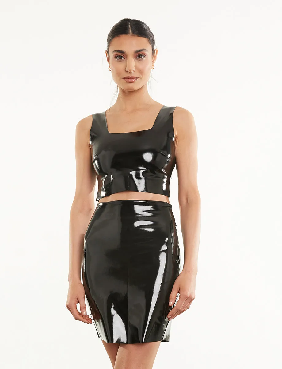 Commando Faux Patent Leather Mini Skirt in Black