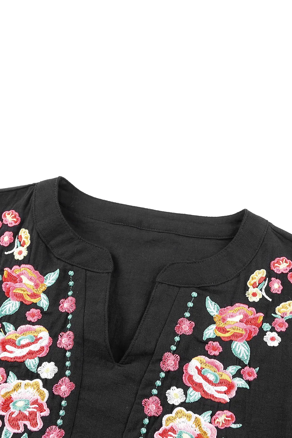 Cotton Embroidered Top - Black