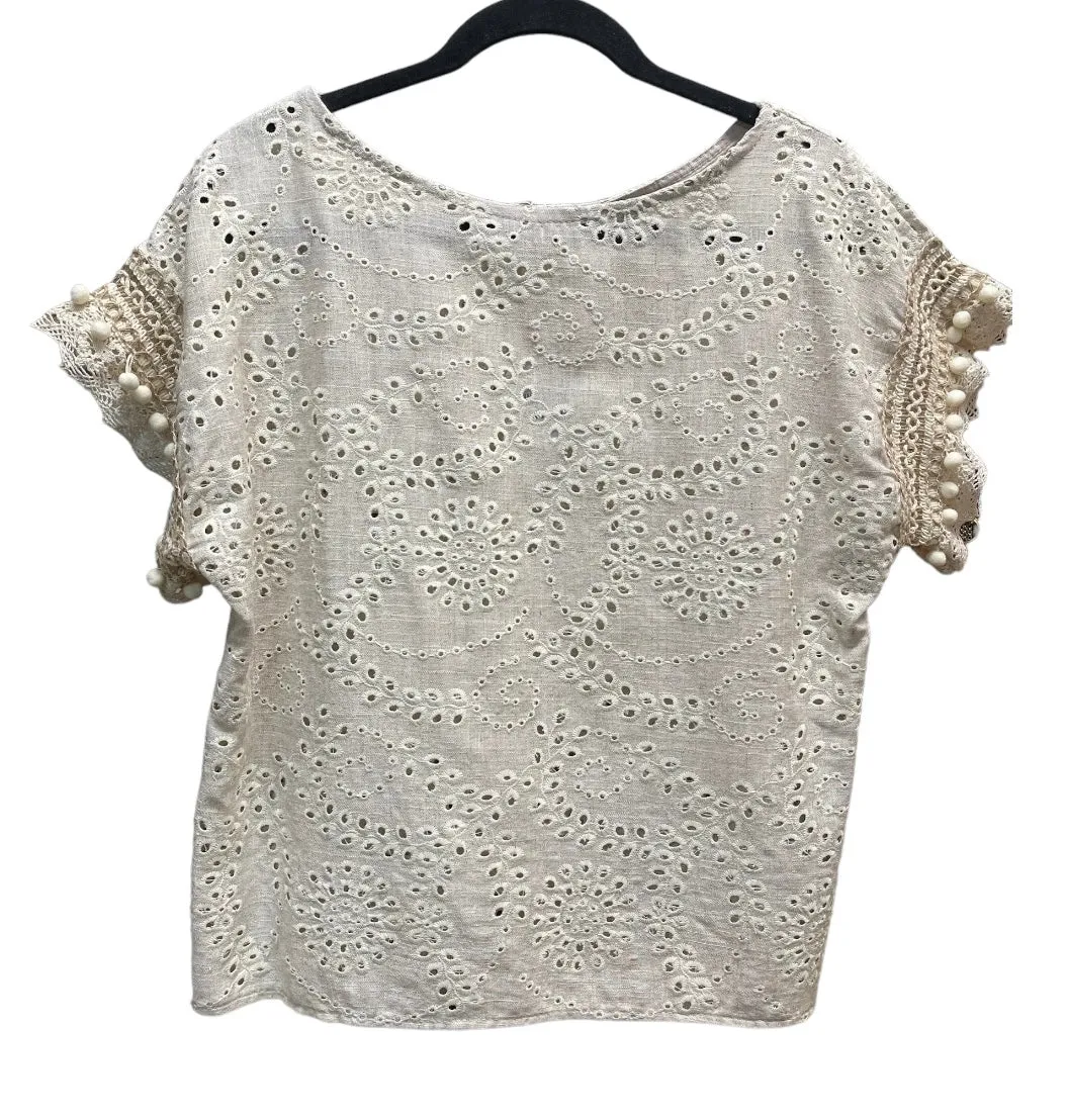 Cream Embroidered OS Top