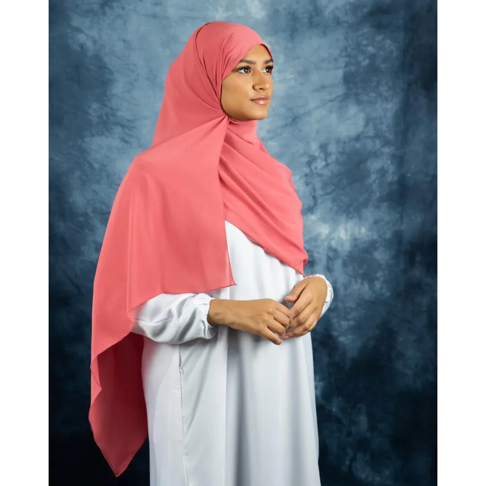 Crinkle Chiffon Hijab (Rose Pink Silk)