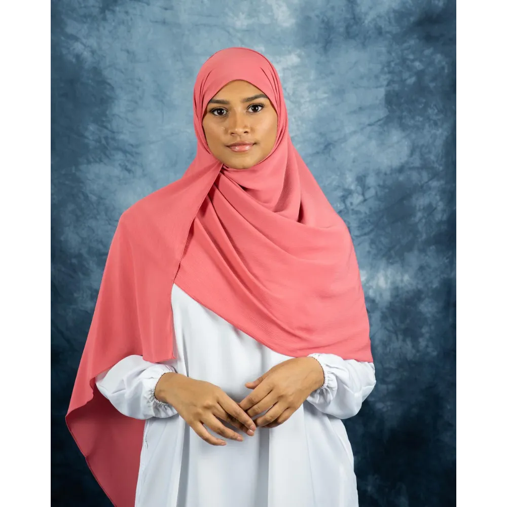 Crinkle Chiffon Hijab (Rose Pink Silk)