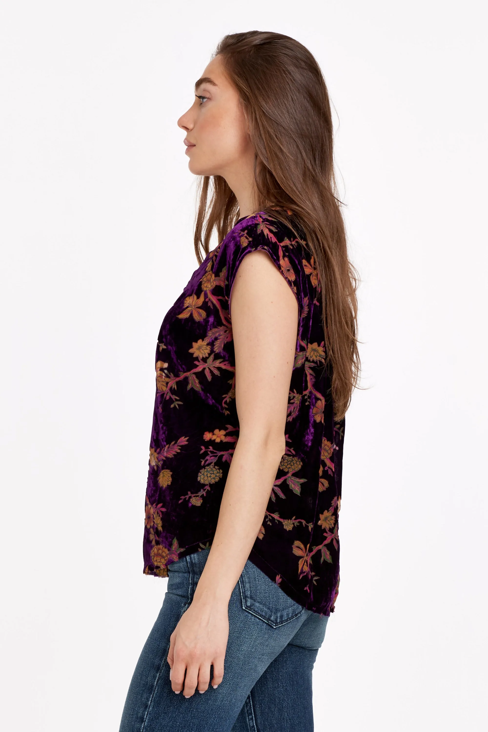 DEAR JOHN FLORAL VELVET YANIS TOP