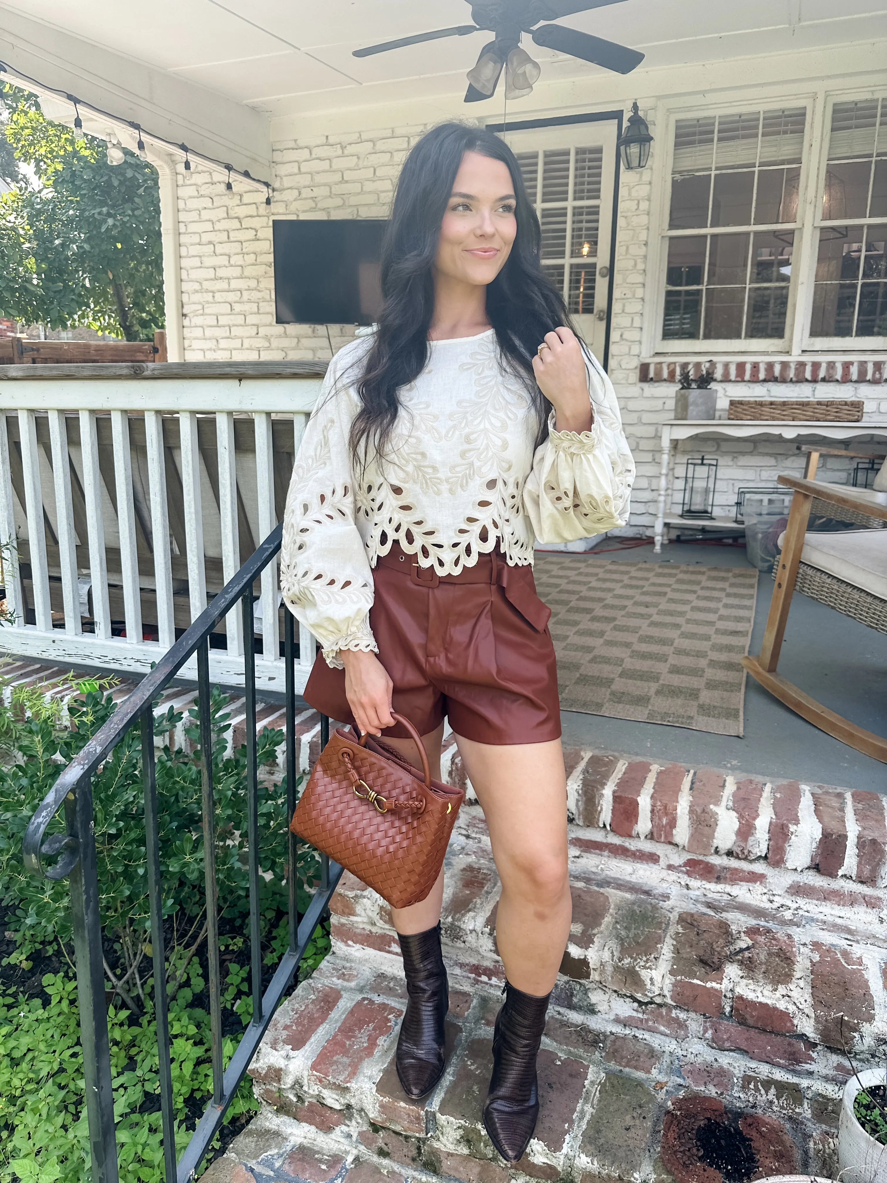 Embroidered Eyelet Top