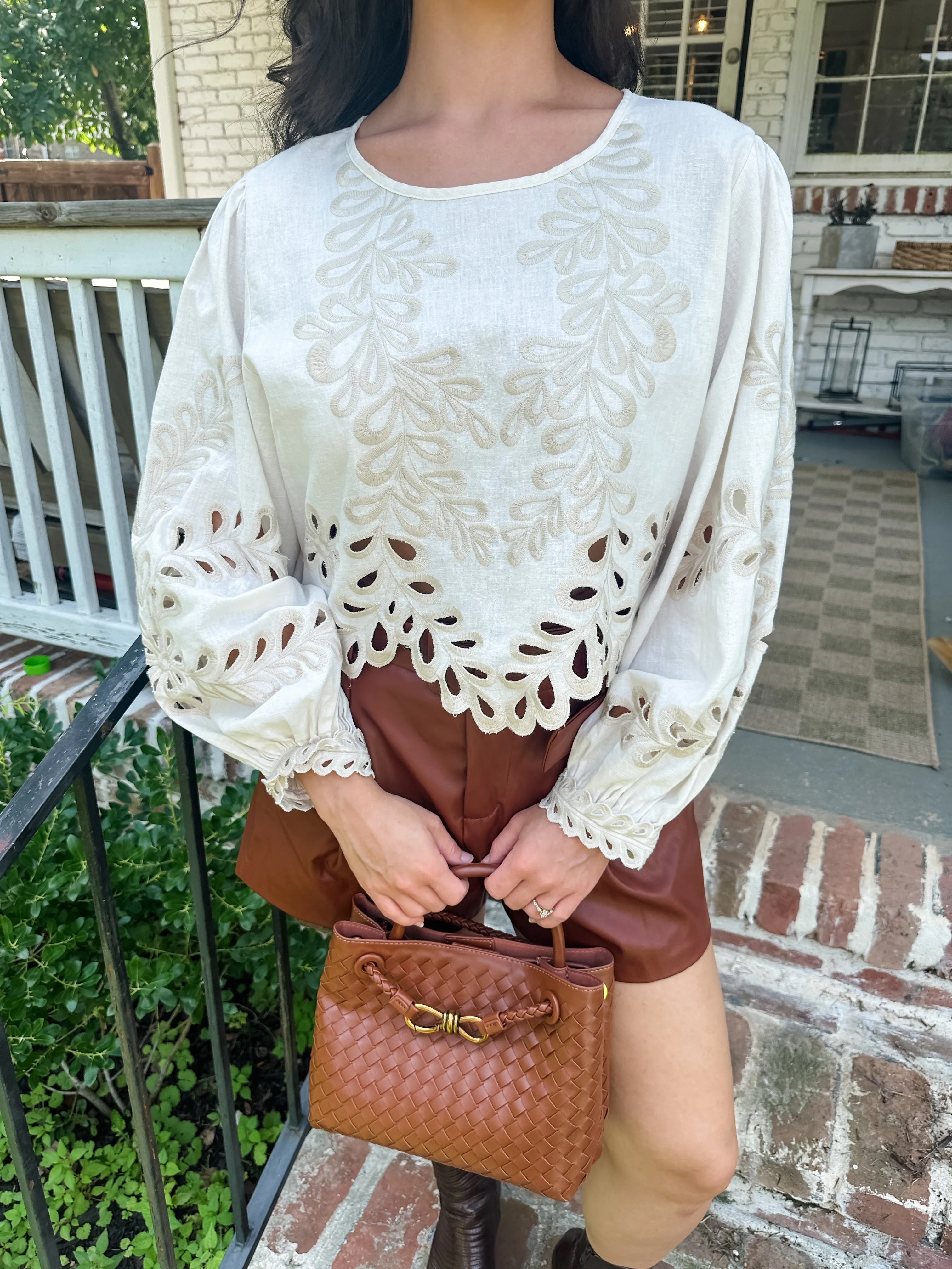 Embroidered Eyelet Top