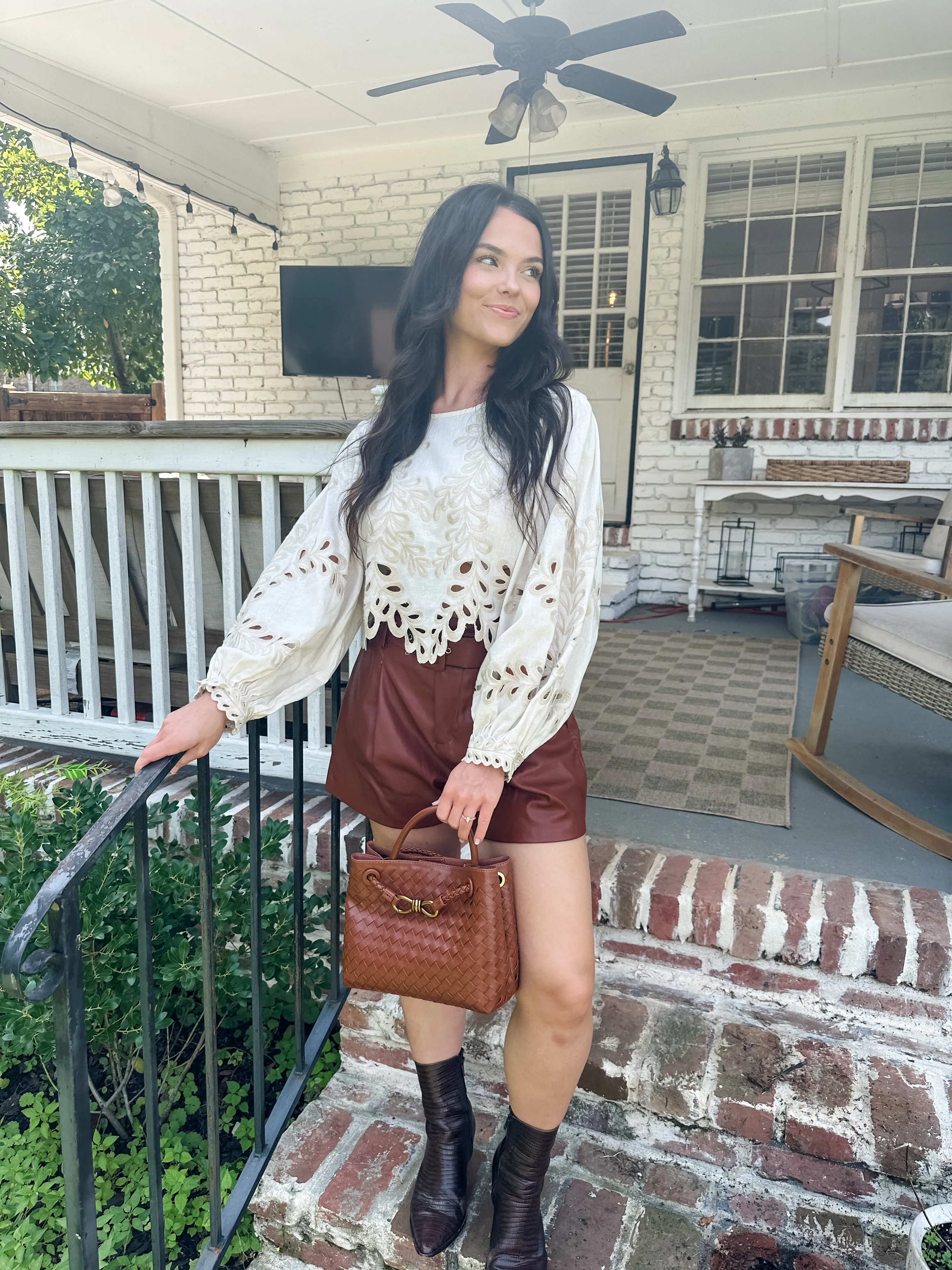 Embroidered Eyelet Top