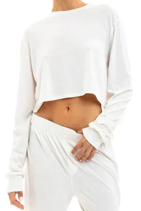 Eterne long sleeve cropped t-shirt ivory