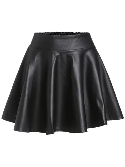 Faux leather skater pleated mini skirt