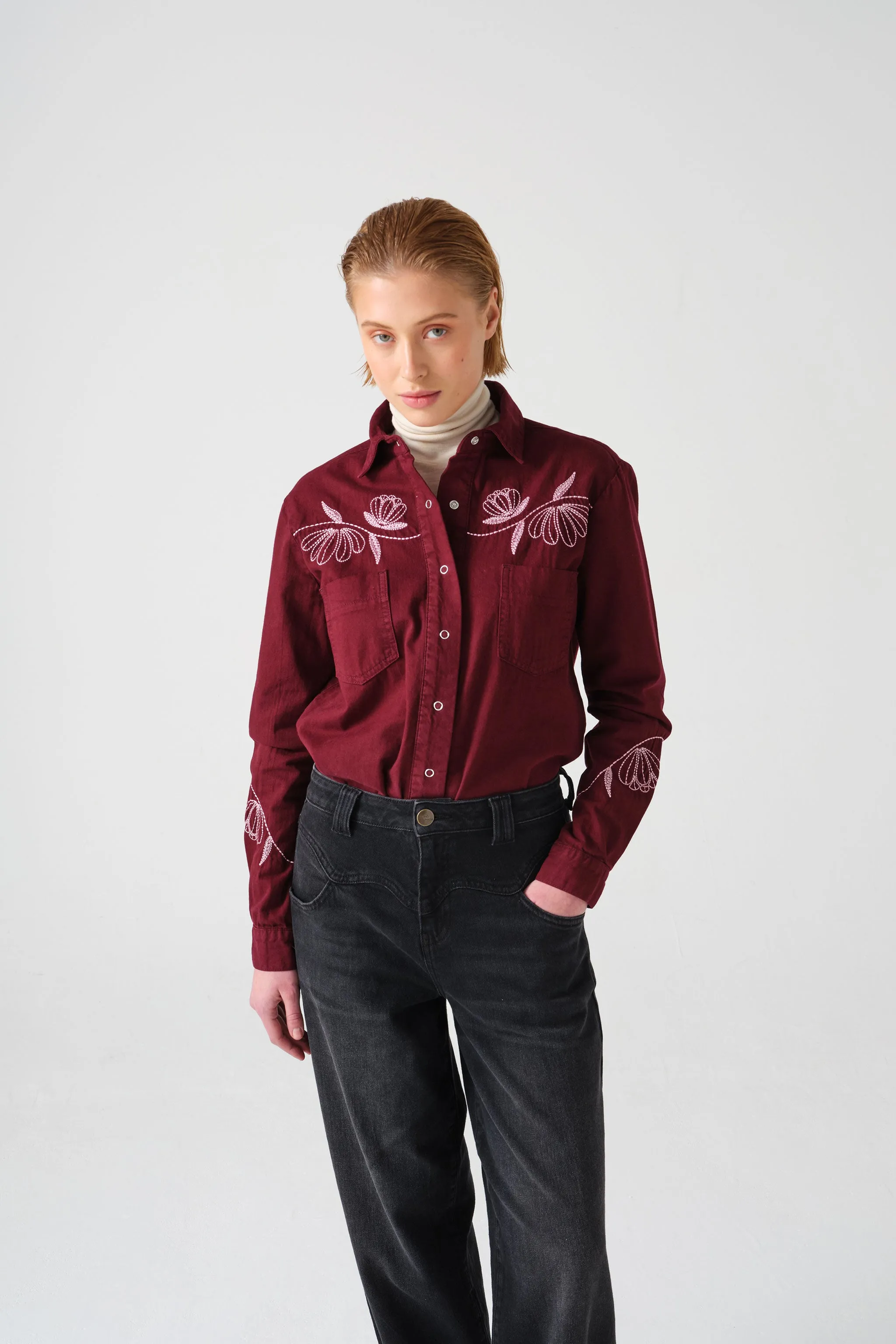 Flor Ray Shirt in Burgundy