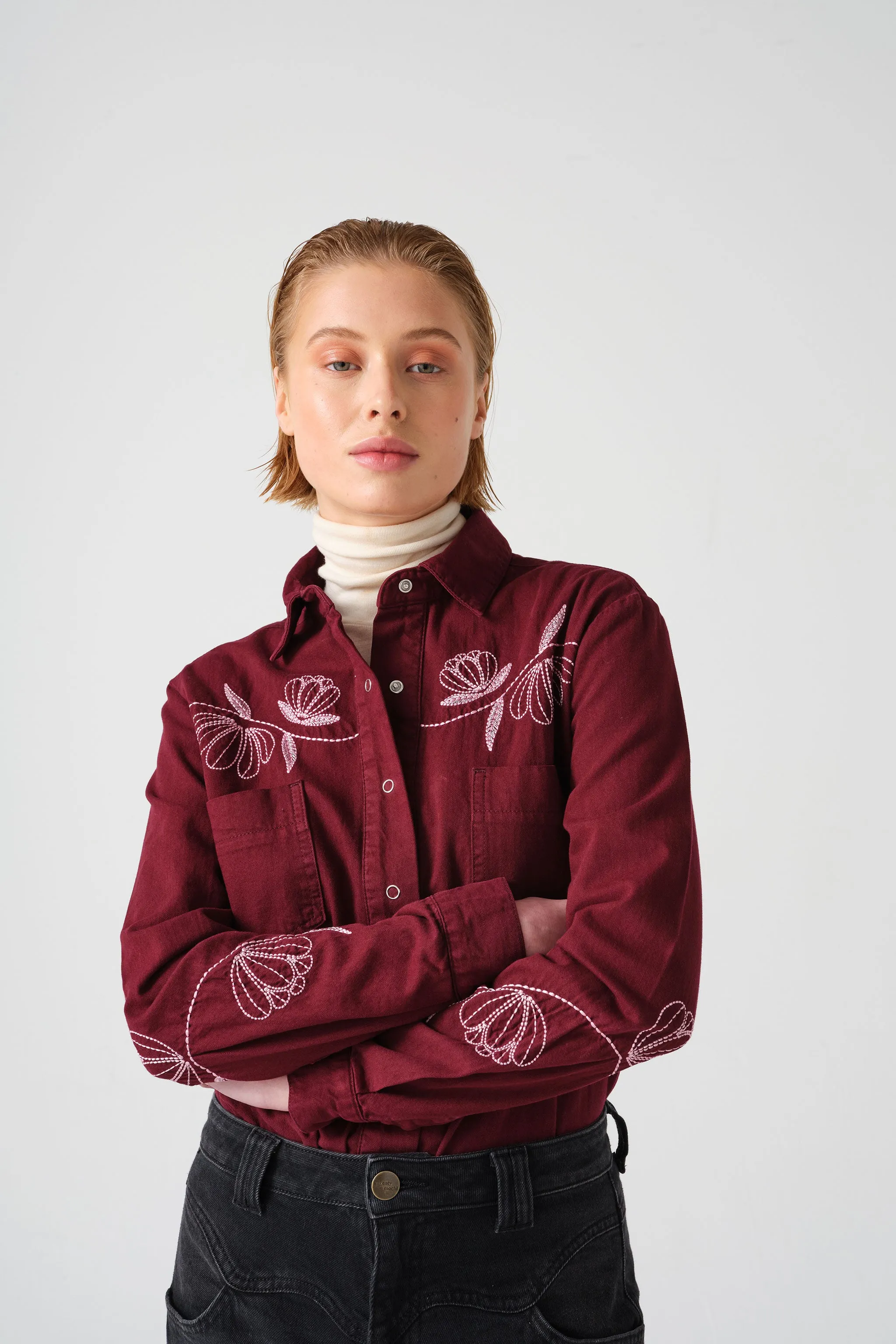 Flor Ray Shirt in Burgundy