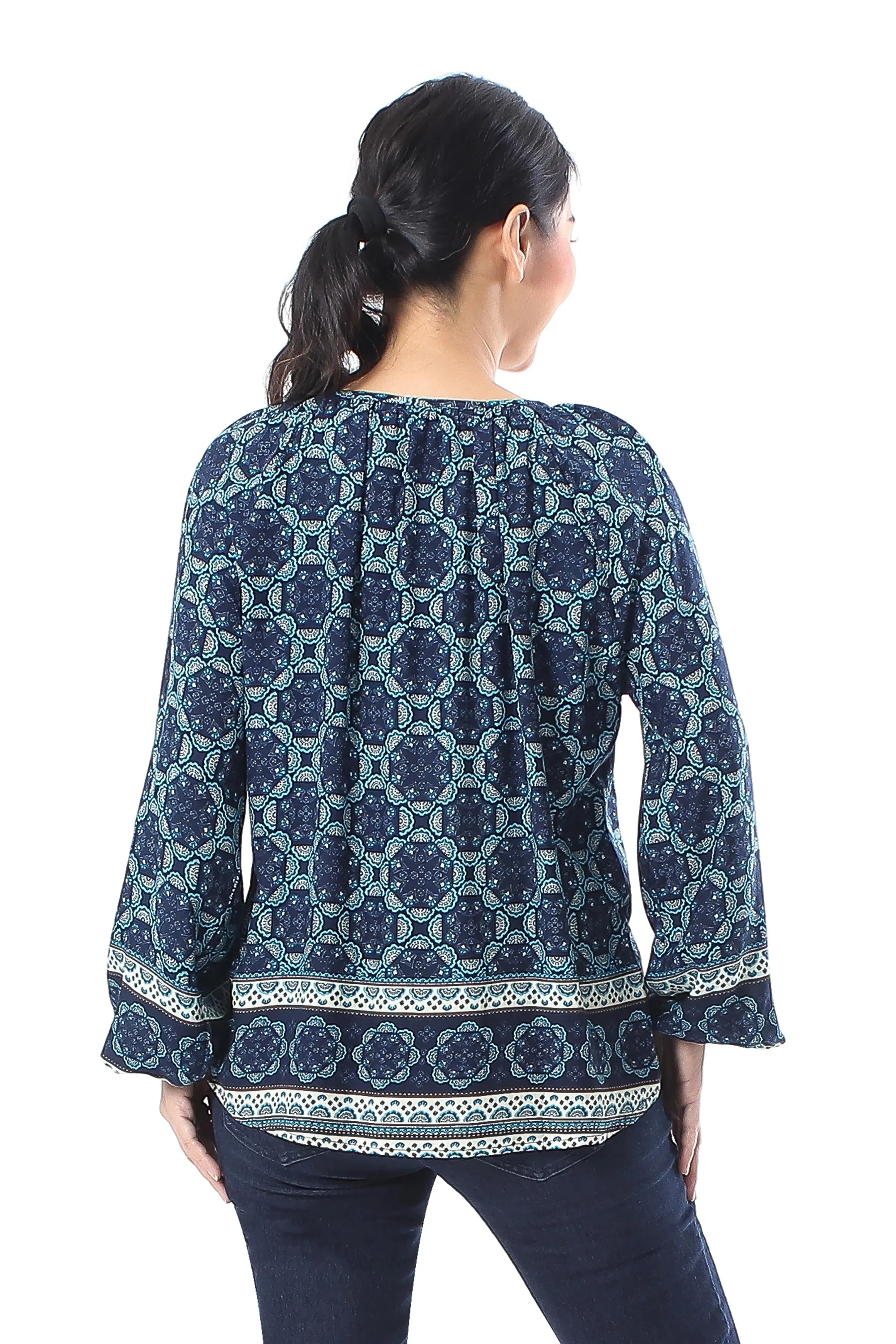 Floral Motif Printed Rayon Skirt from Thailand - Fascinating Night | NOVICA