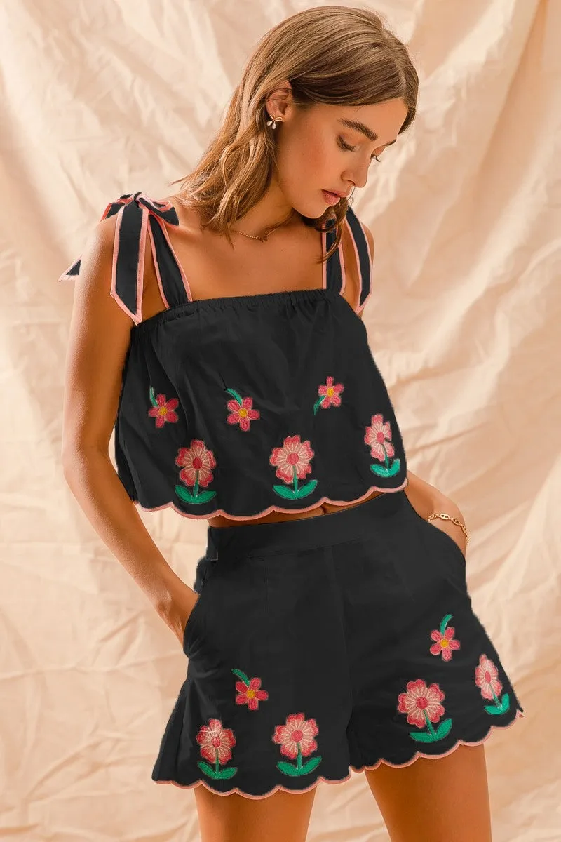 Flower Embroidered Tank Top