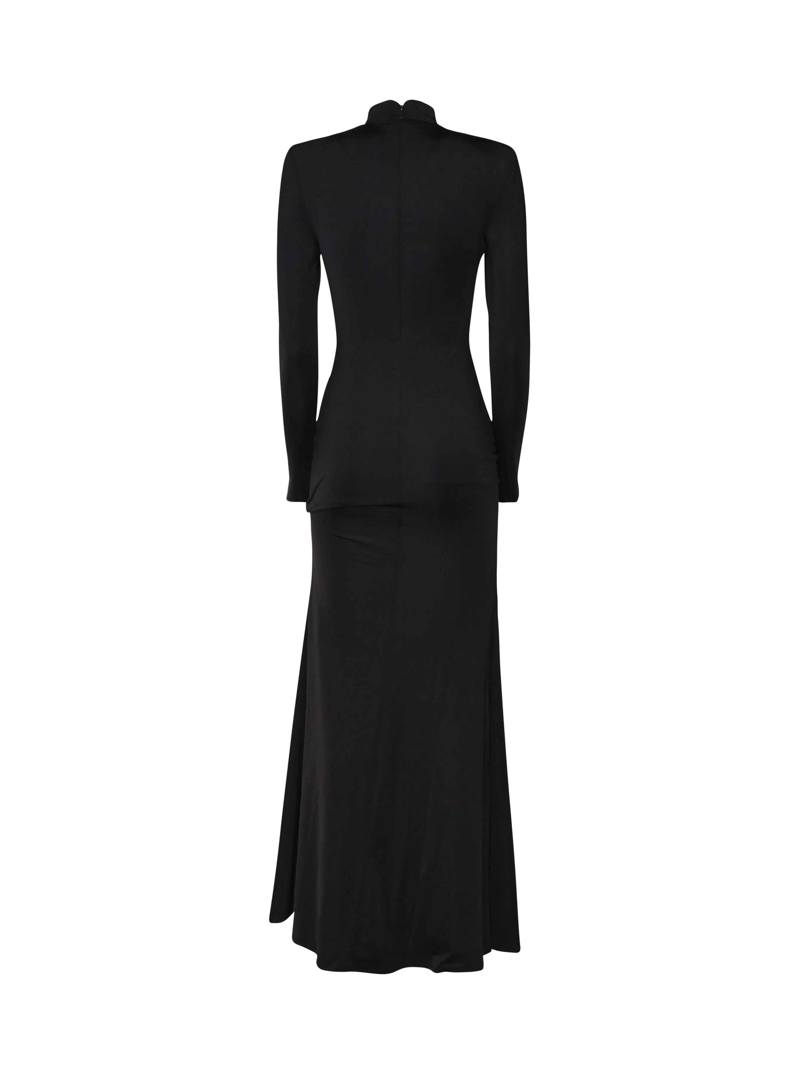 Fluid Fabric Black Long Sleeve Dress