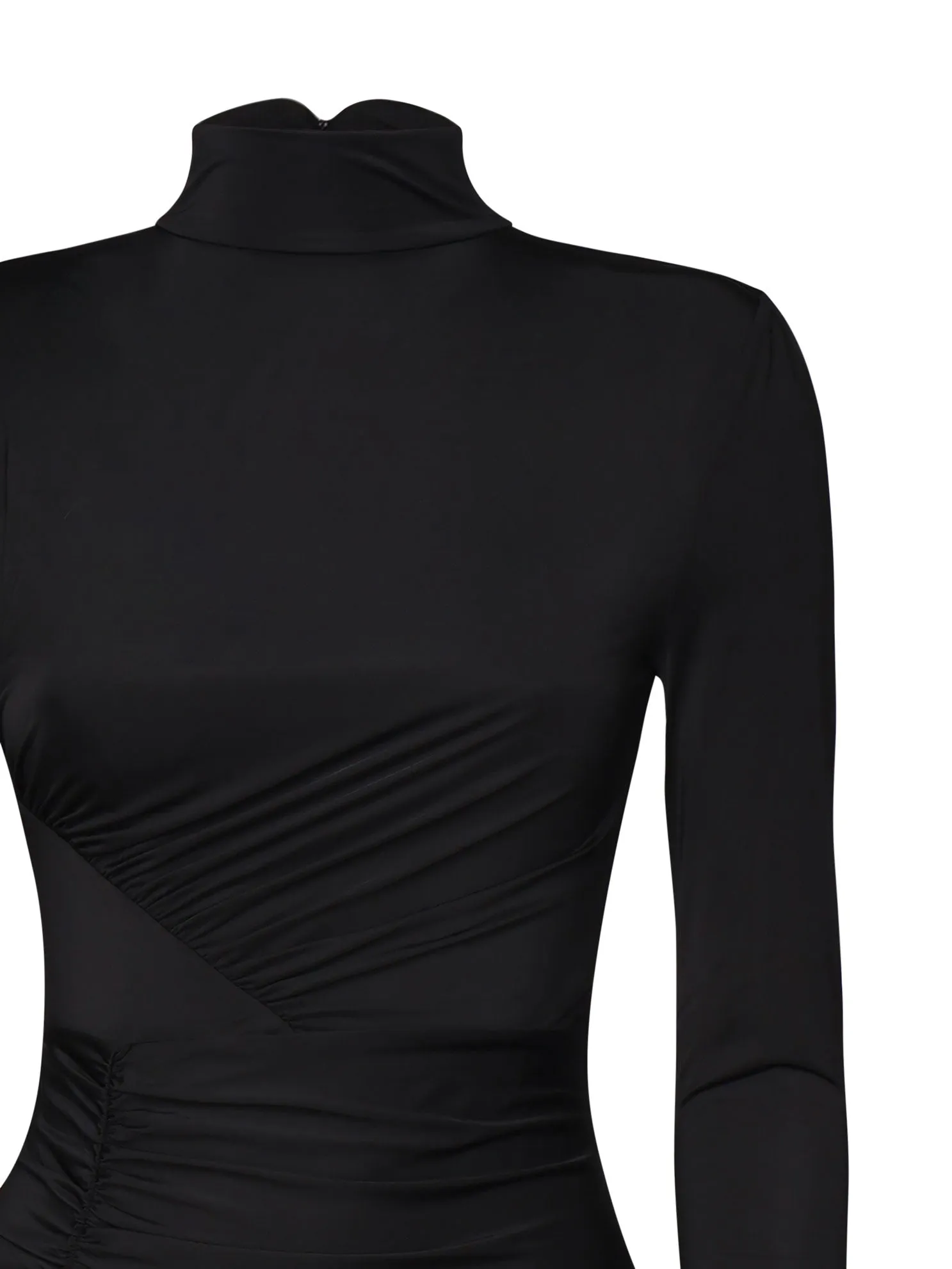 Fluid Fabric Black Long Sleeve Dress