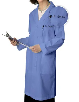 Free Embroidery Adar 39 Inch Unisex Ceil Blue Multiple Pocket Medical Lab Coat