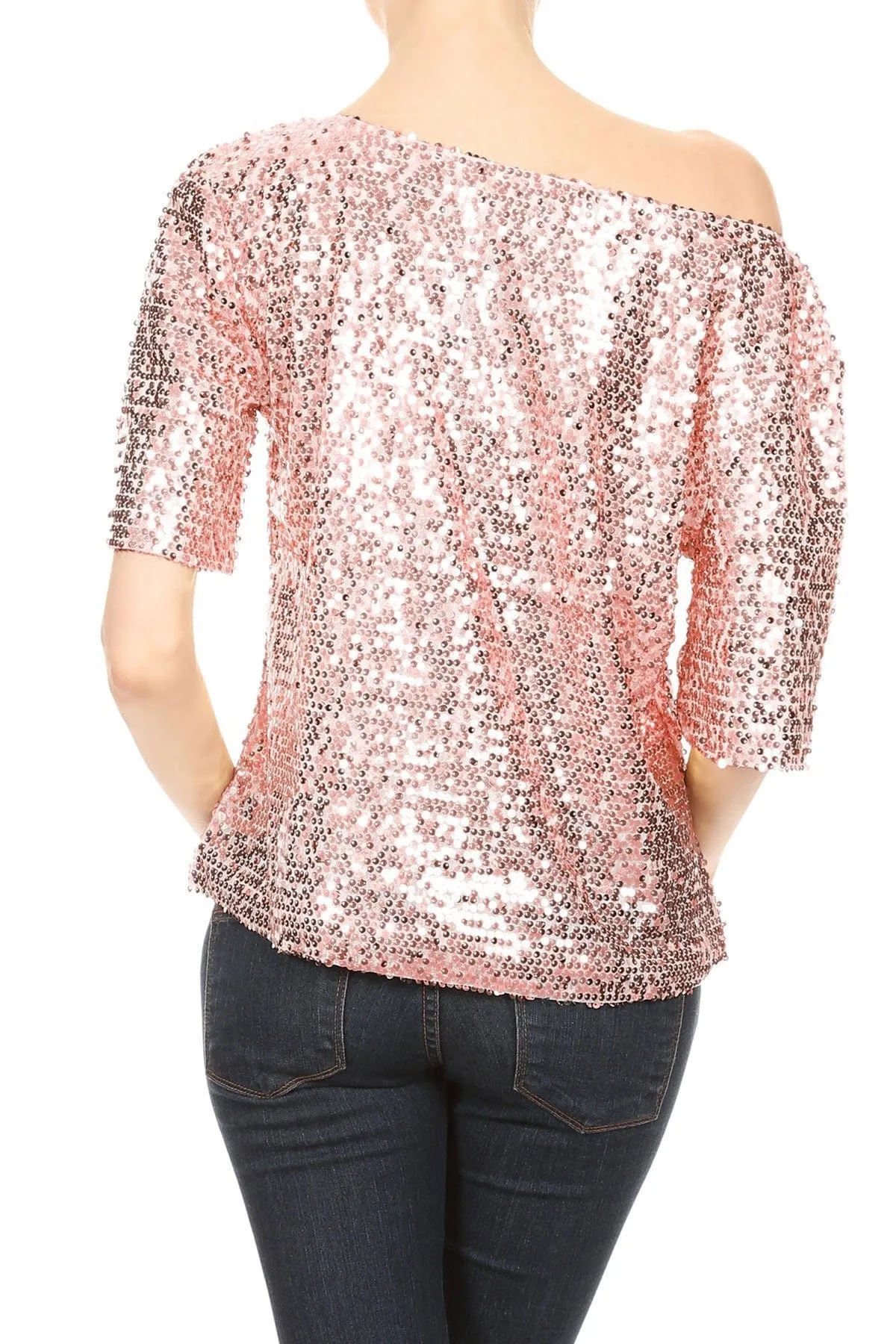 Glam Off-Shoulder Sequin Top