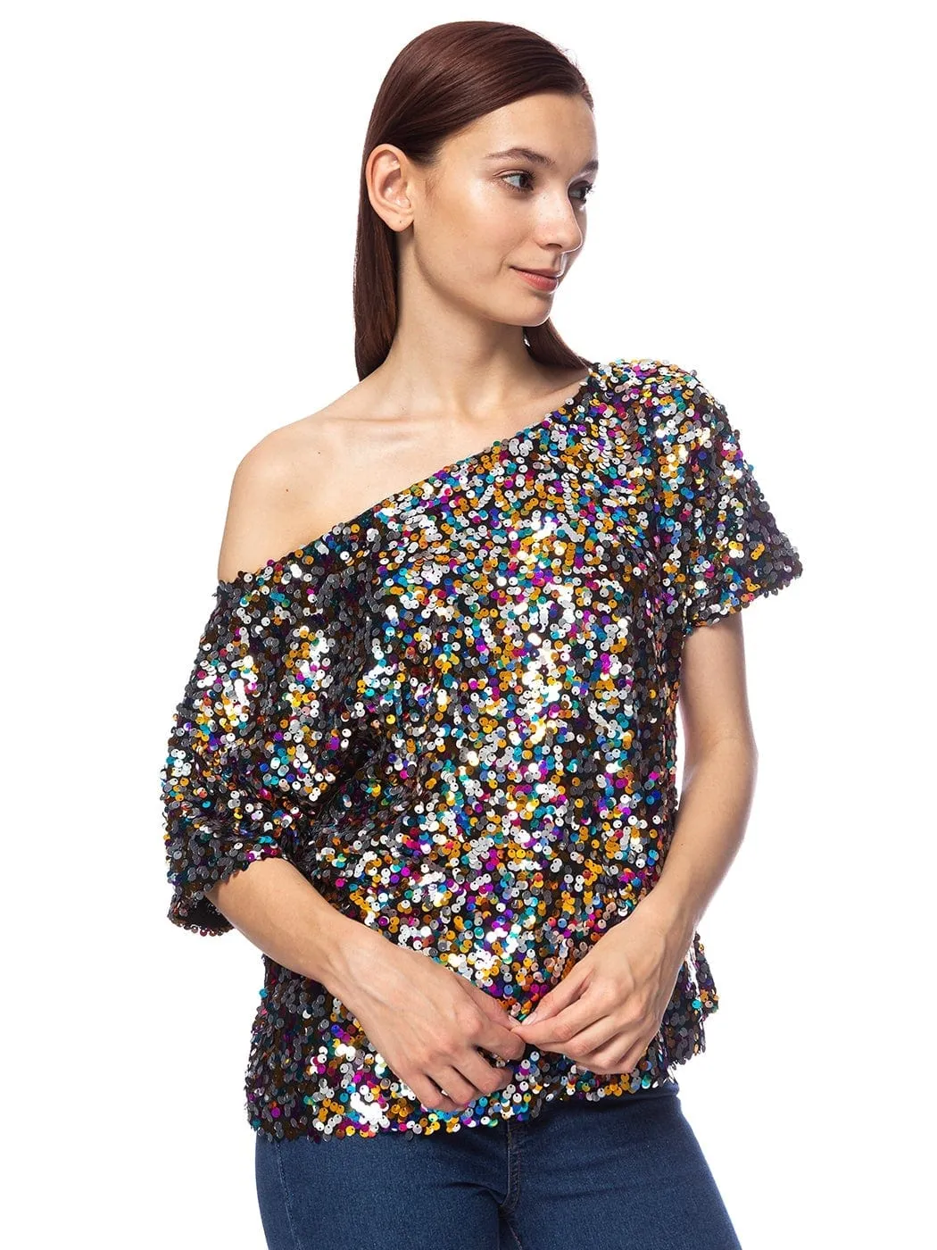 Glam Off-Shoulder Sequin Top