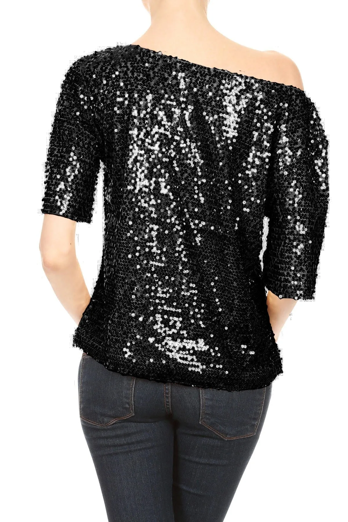 Glam Off-Shoulder Sequin Top