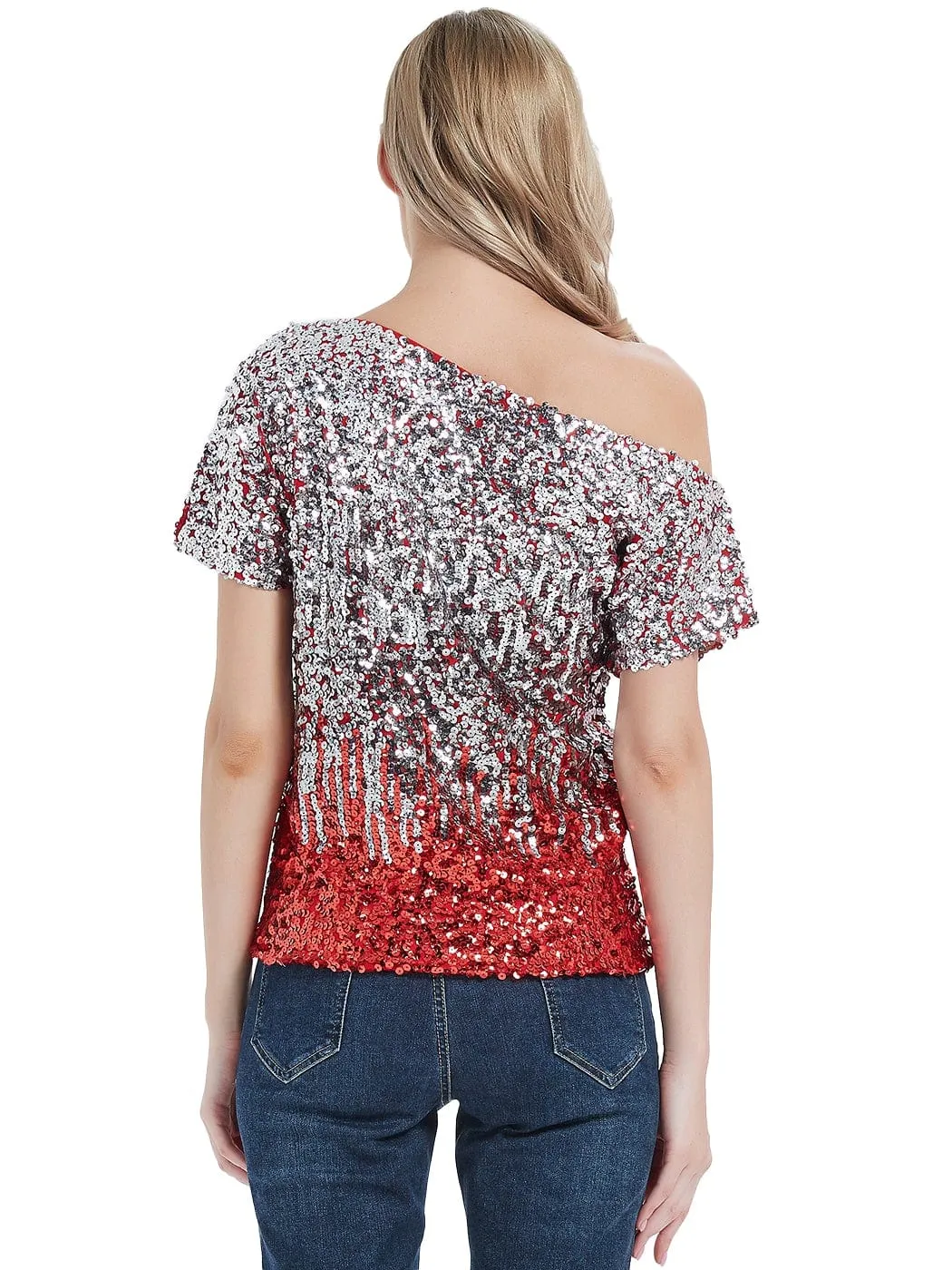 Glam Off-Shoulder Sequin Top