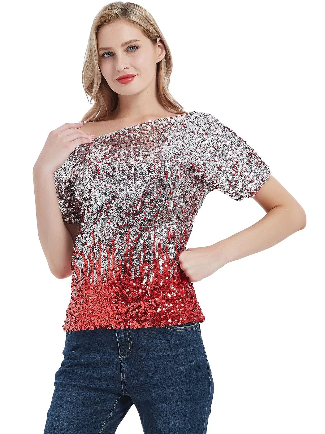 Glam Off-Shoulder Sequin Top