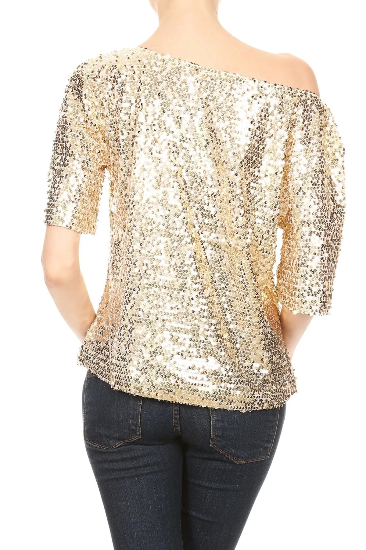 Glam Off-Shoulder Sequin Top