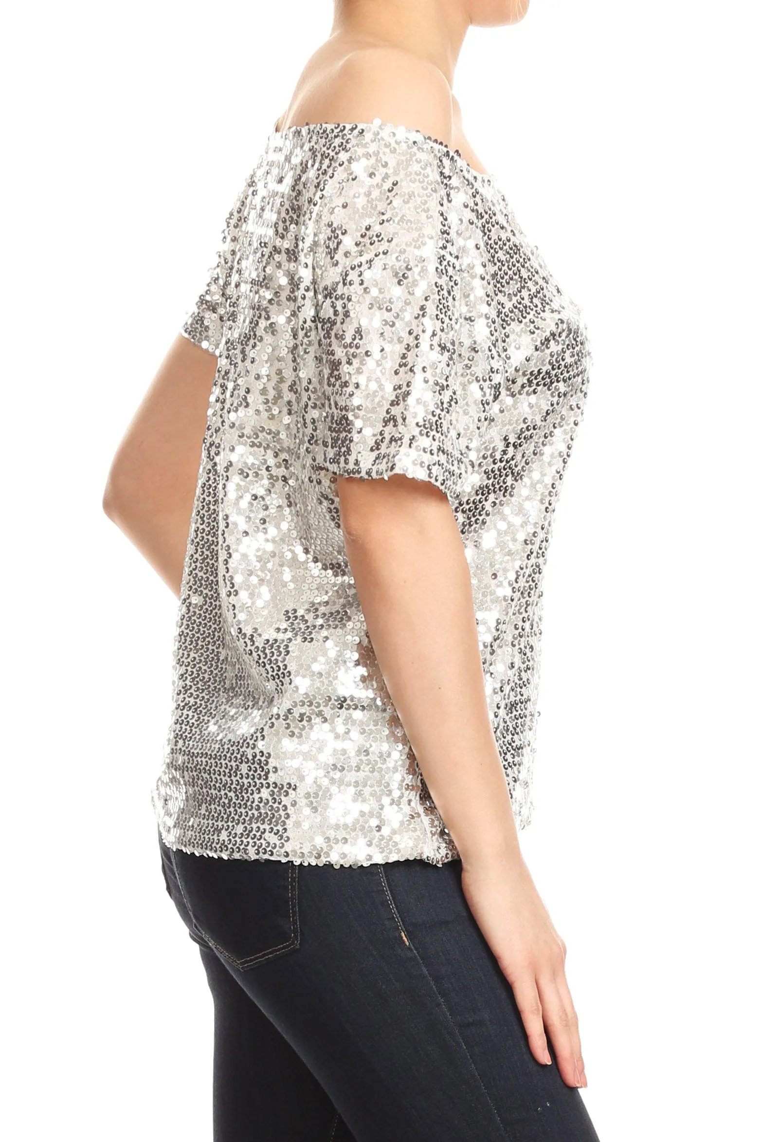 Glam Off-Shoulder Sequin Top