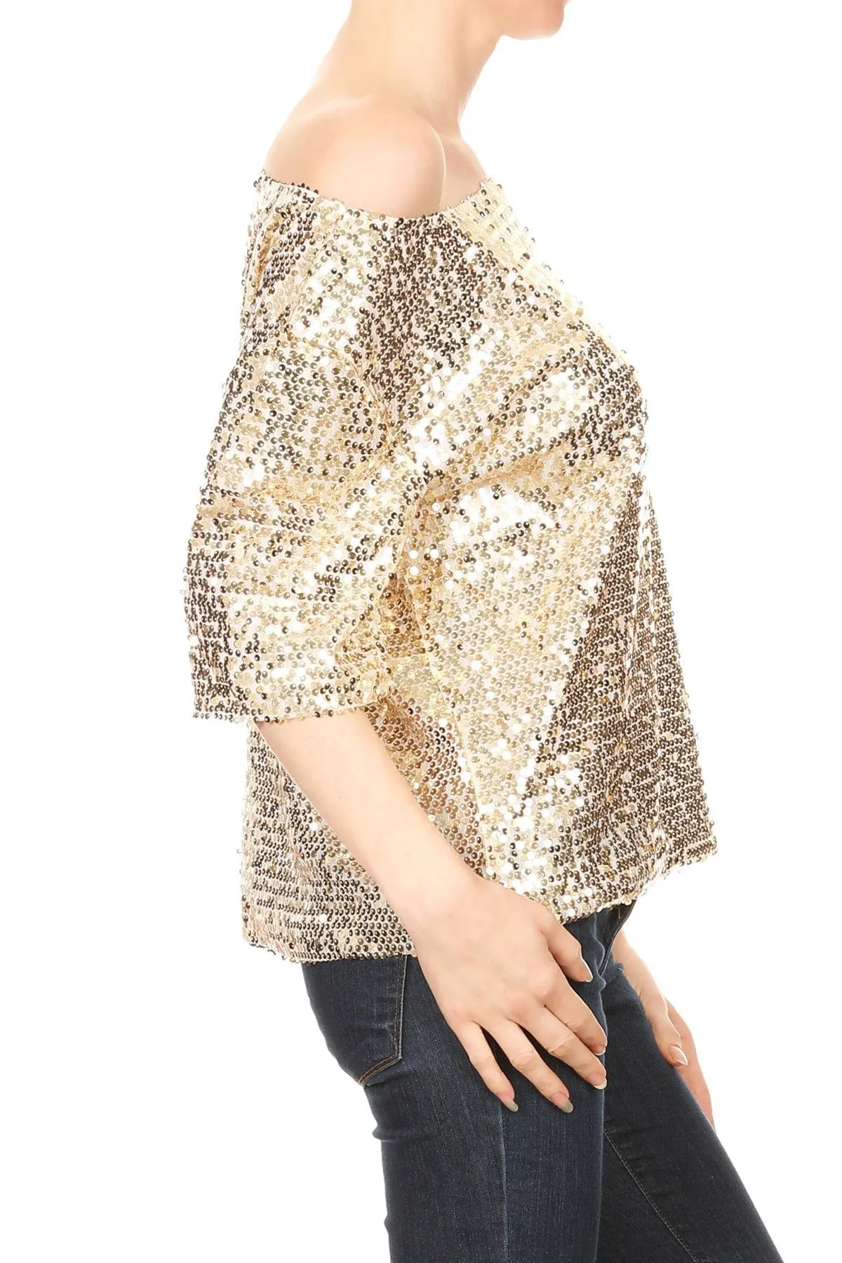 Glam Off-Shoulder Sequin Top