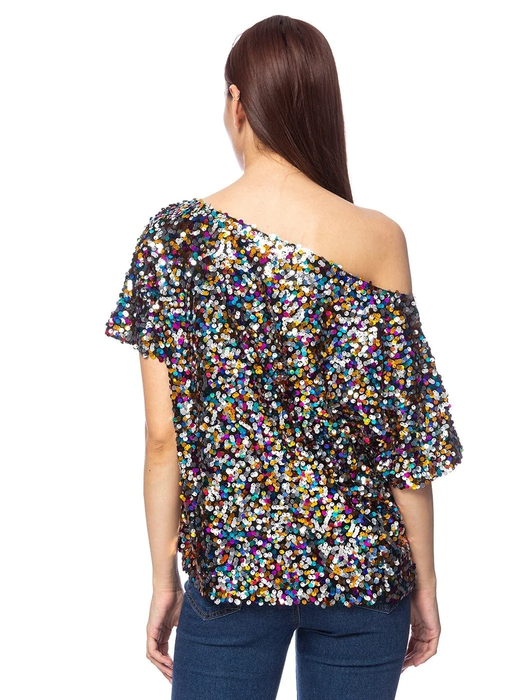 Glam Off-Shoulder Sequin Top