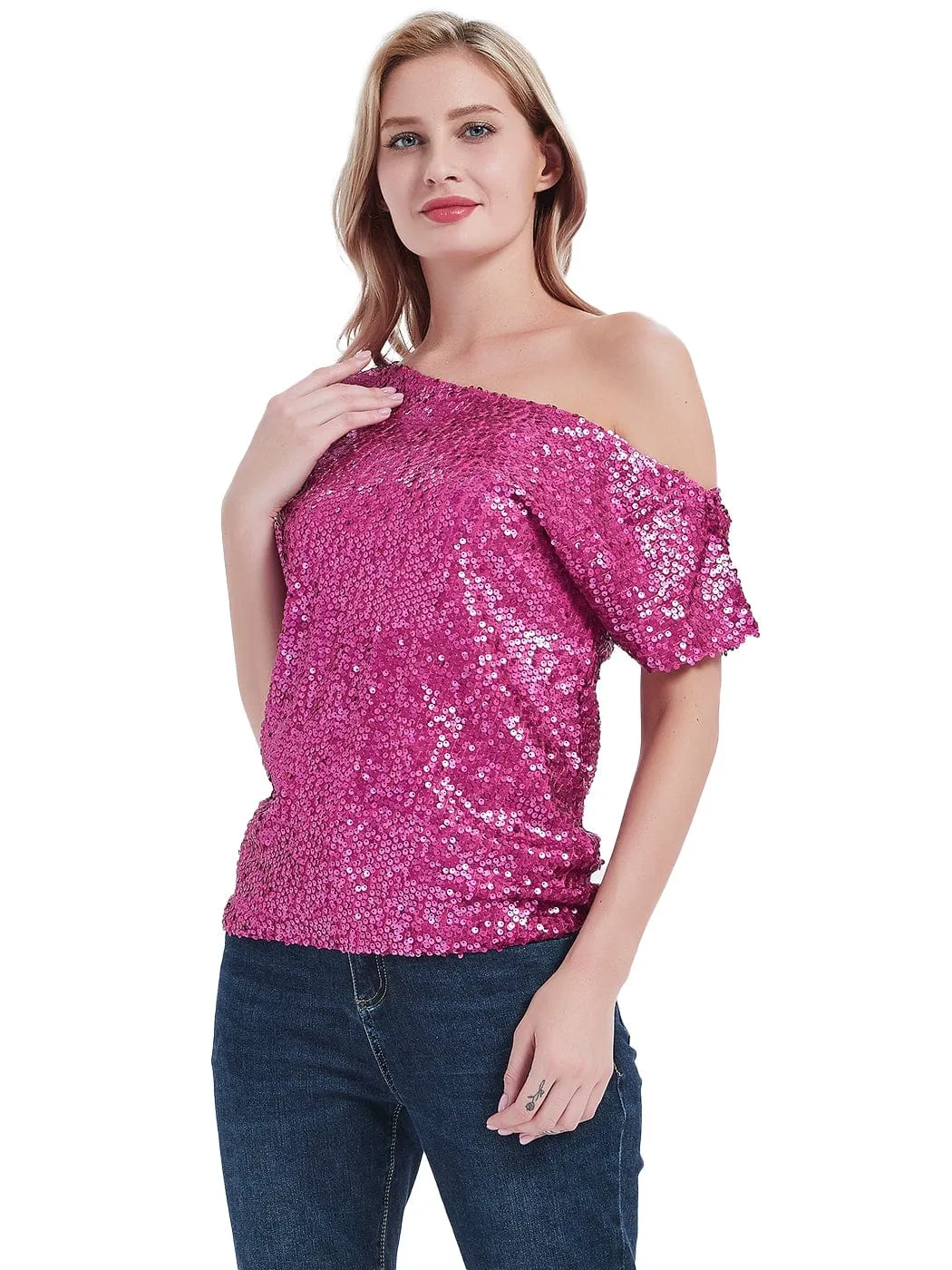 Glam Off-Shoulder Sequin Top