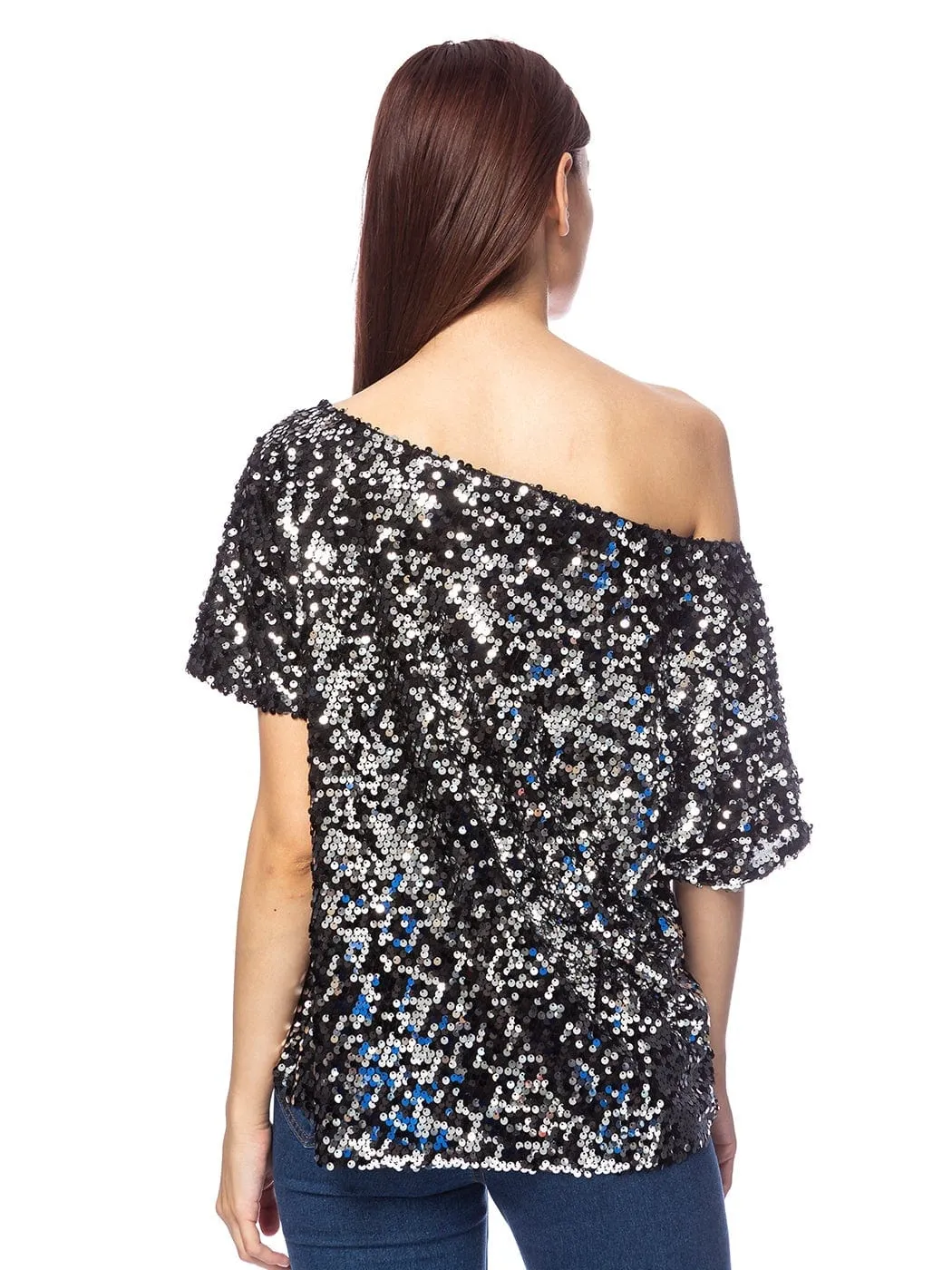 Glam Off-Shoulder Sequin Top